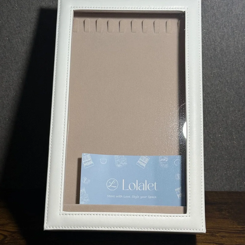 Lolalet White Jewelry Box Necklace Organizer Case 2 Drawer Glass Lid Storage NEW